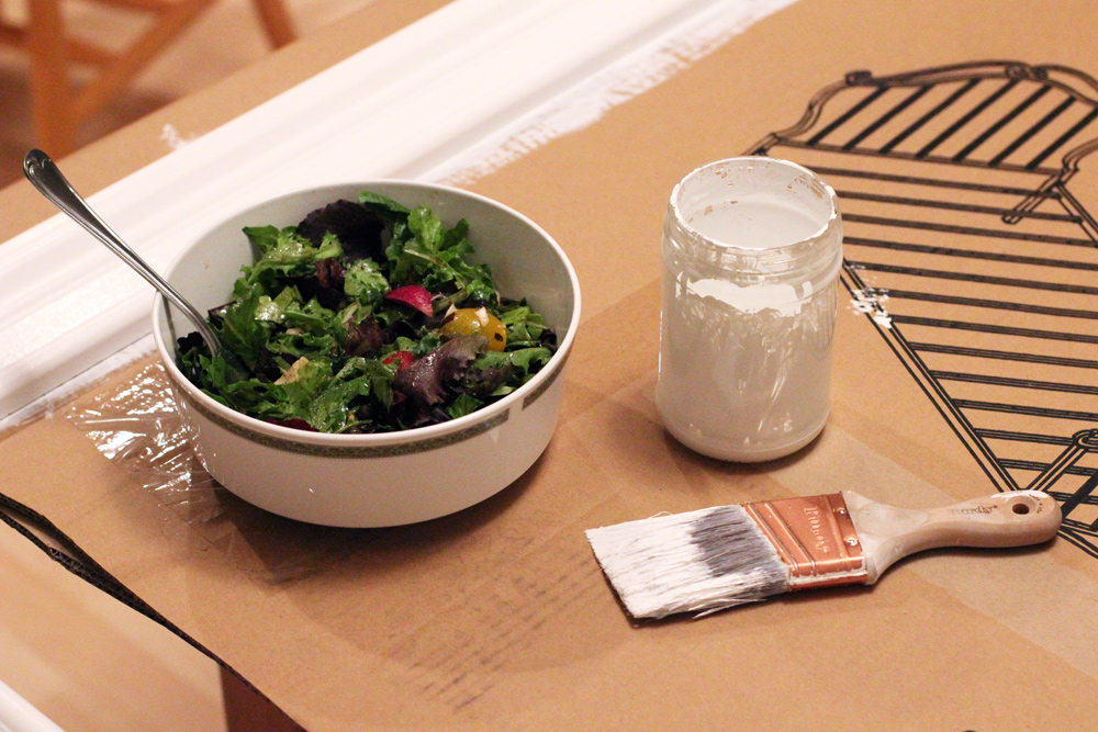 salad while painting