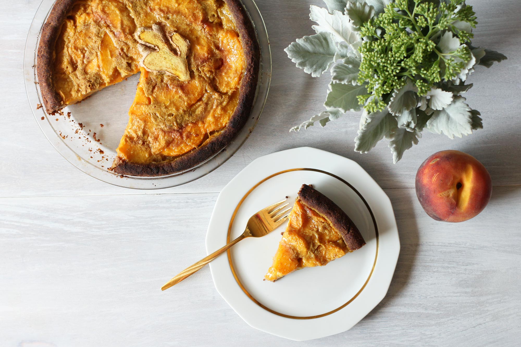Ginger and Turmeric Peach Pie slice