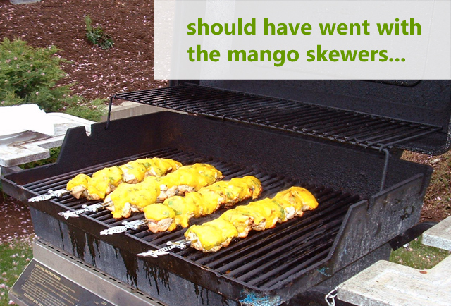 grilled mango ginger chicken skewers