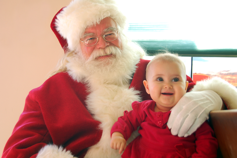 Little girl on Santa's lap