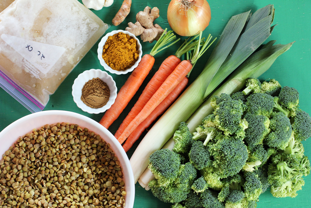 Lentil Curry Soup with Broccoli ingredients