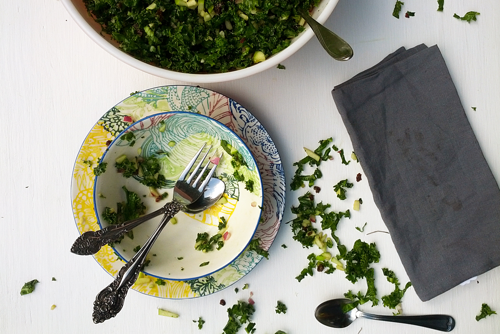 massaged kale salad after kids have eaten it