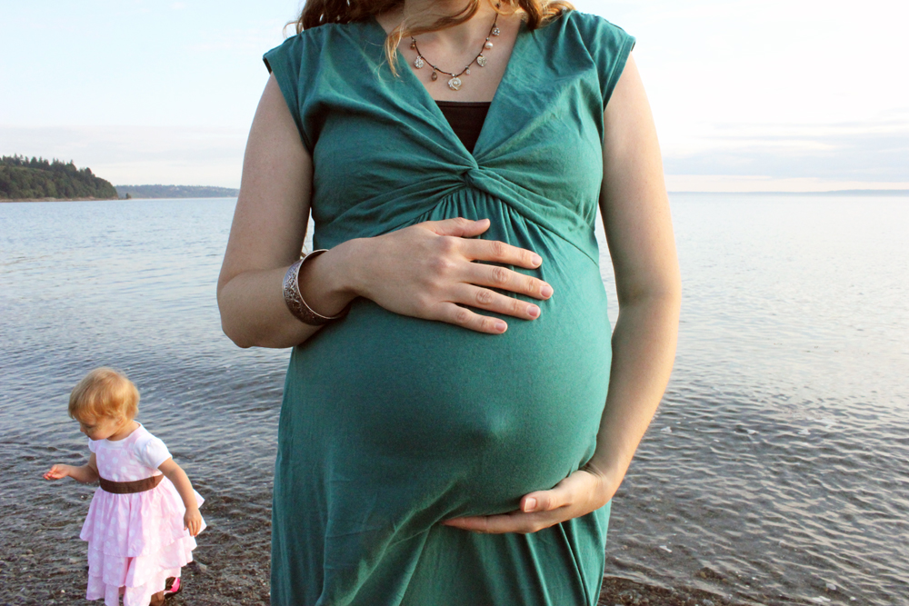 9 months pregnant by water