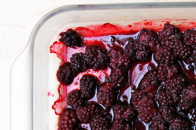 roasted marionberries in pan