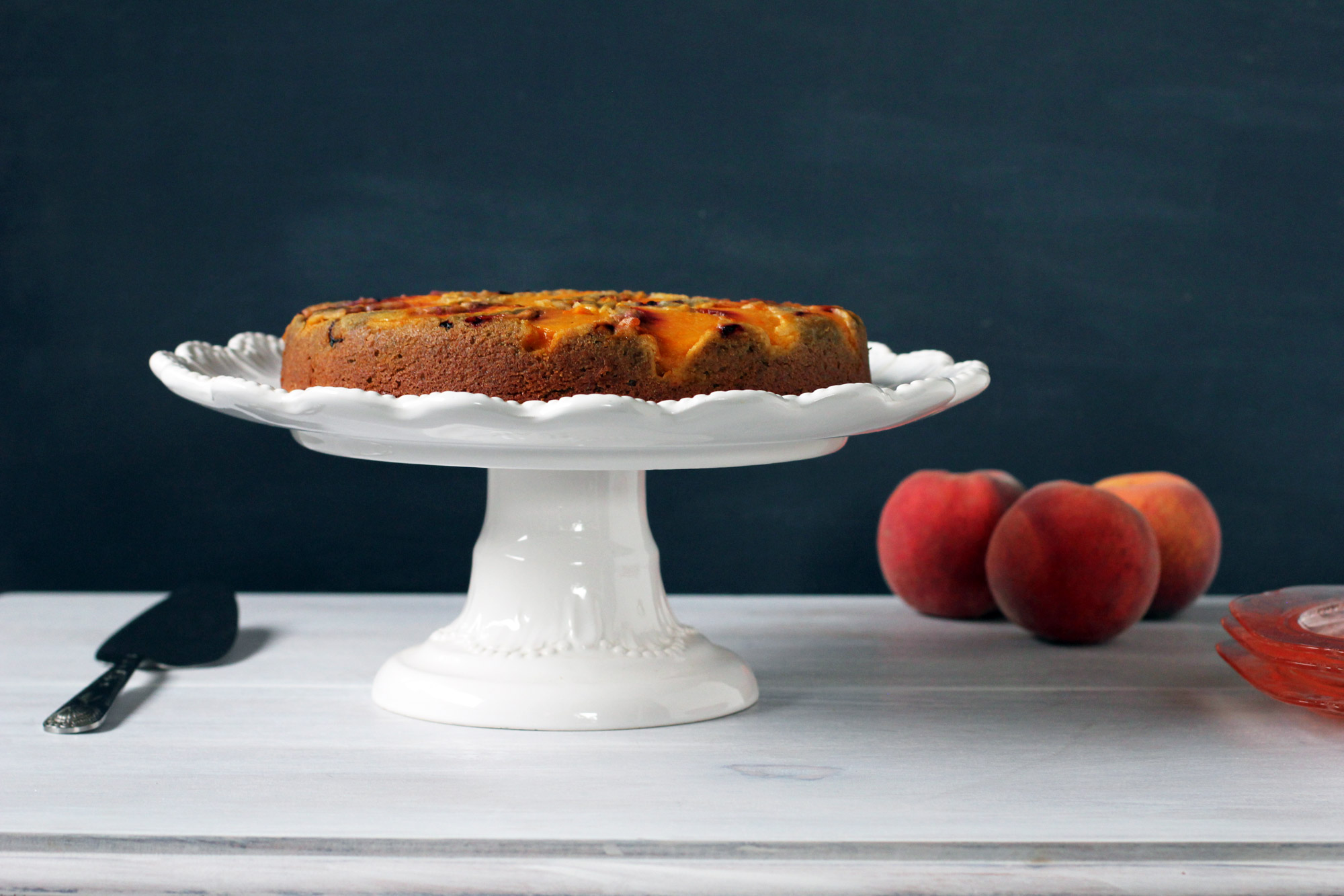 hibiscus peach upside down cake