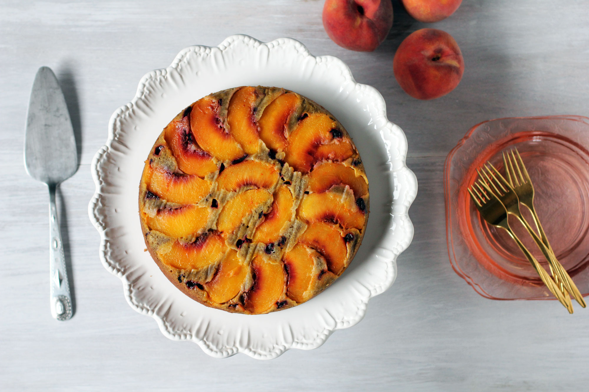 hibiscus peach upside down cake