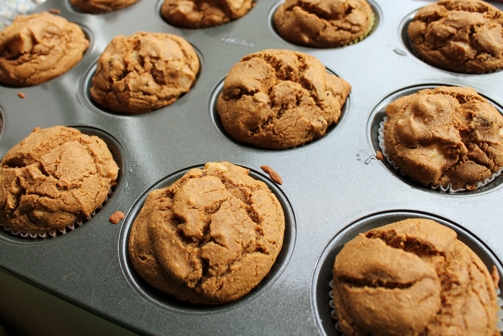 pear walnut spice muffins