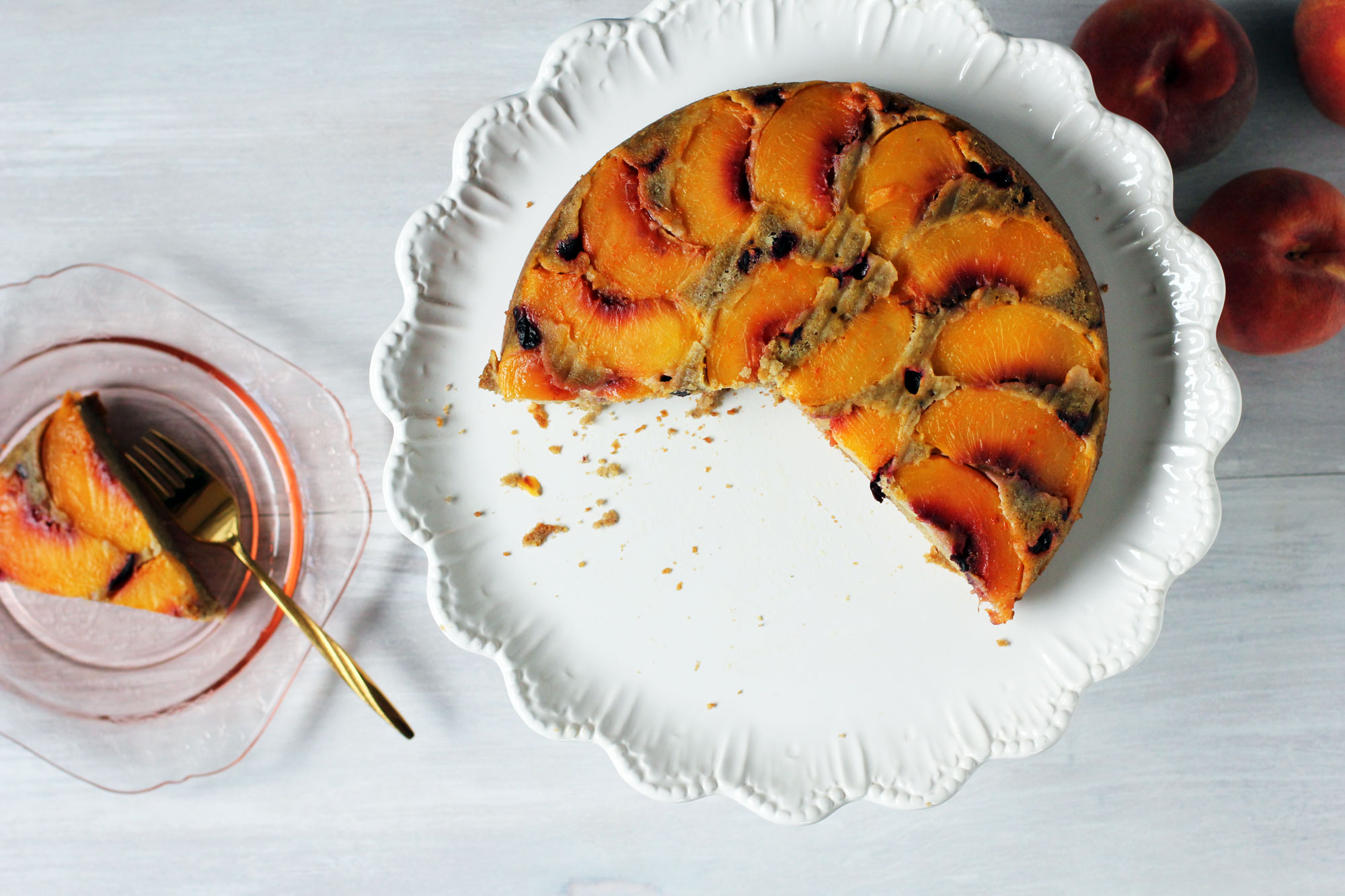 hibiscus peach upside down cake