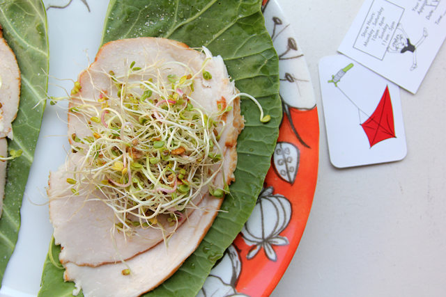 collard green turkey roll ups bean sprouts