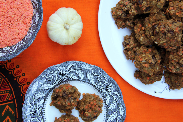 Red Lentil Pumpkin Monster Cookies