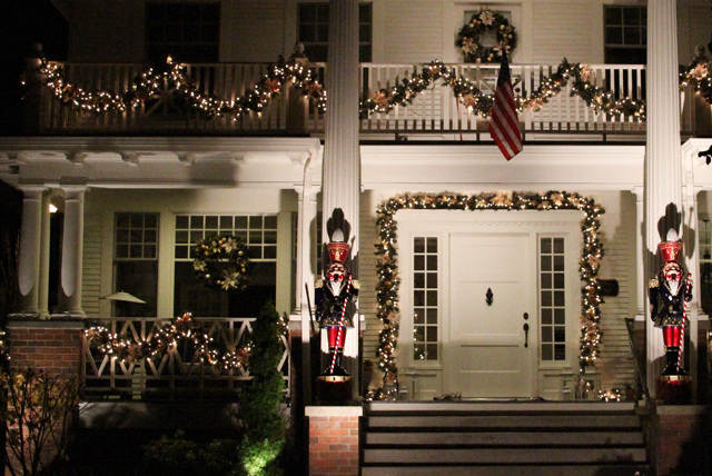 christmas house at night