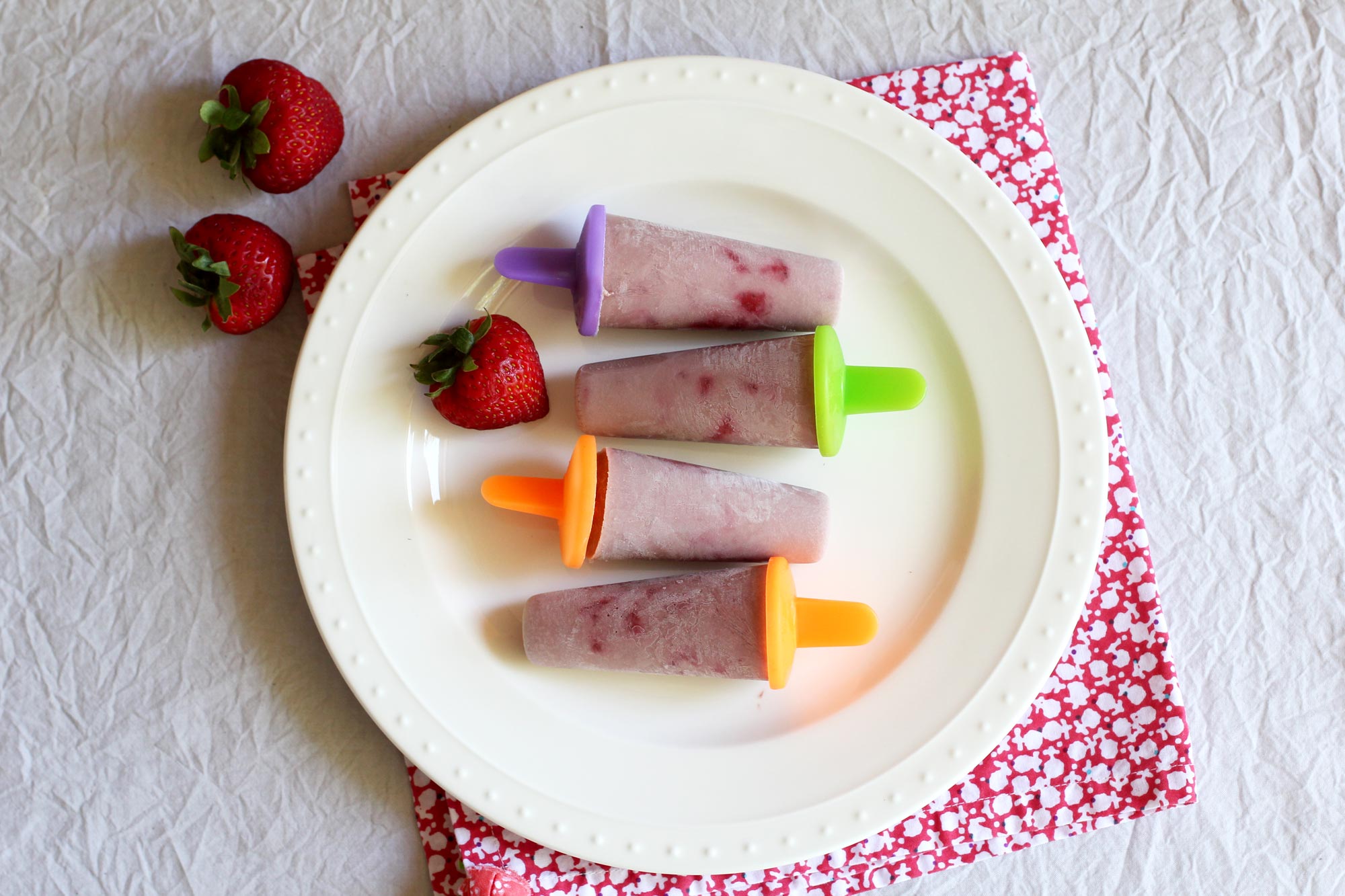 Roasted Balsamic Strawberry Ice Cream popsicles pea milk