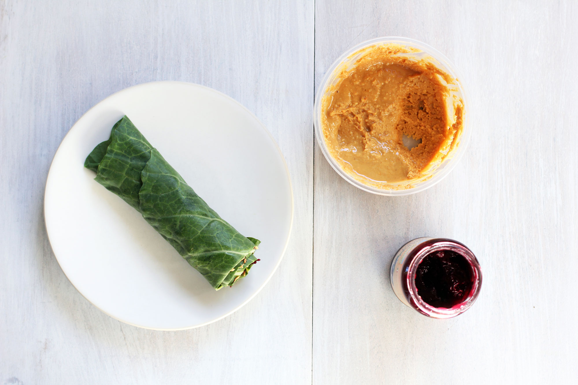 peanut butter and jelly collard roll-up