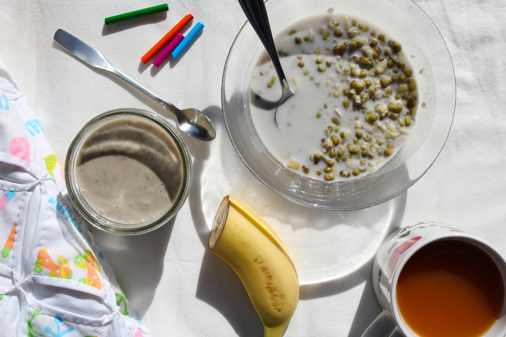 Mung bean breakfast soup bananas baby food