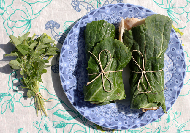 turkey collard greens oregano roll-up