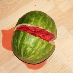 watermelon broken on floor